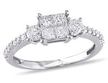 Princess Cut Diamond Engagement Ring 3/4 Carat (ctw I-J, I2-I3) in 14K White Gold